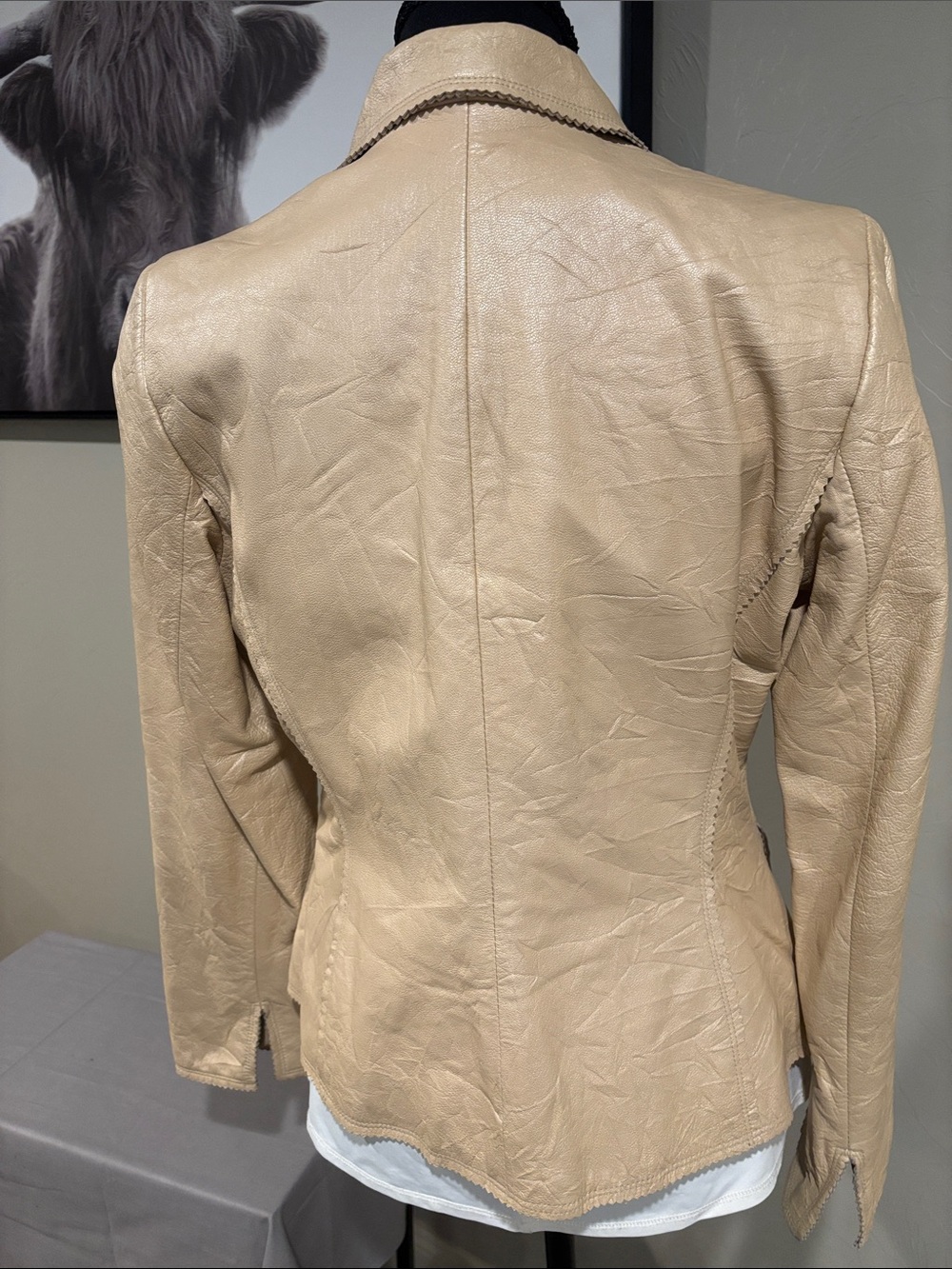 Vintage Anne Klein Cream Leather Blazer - Picture 2 of 12